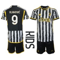 Koszulka piłkarska Juventus Dusan Vlahovic #9 Strój Domowy dla dzieci 2023-24 tanio Krótki Rękaw (+ Krótkie spodenki)